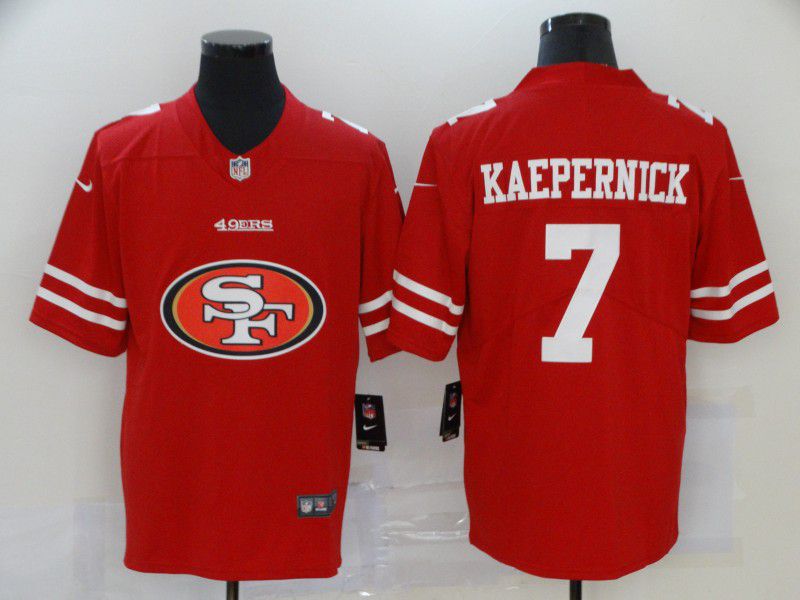 Men San Francisco 49ers #7 Kaepernick Red Nike Team logo fashion NFL Jersey->new orleans saints->NFL Jersey